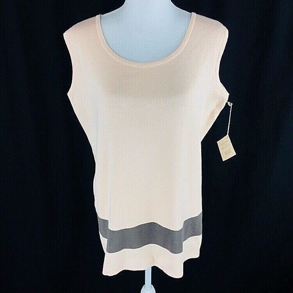 Apart Impressions Womens Tunic Dress Top Sz‎ Missy L Large Peach Sleeveless Nwt